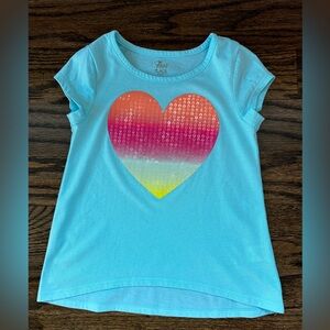 Super Cute Little Girl Blue Heart T-Shirt Size 5/6